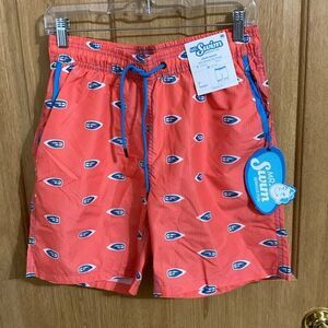 Mr. Swim Shorts Trunk Orange Rising Sailboat 7" Inseam